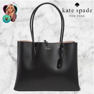 Kate Spade New York Eva Black Pebbled Leather Large Tote Bag Everyday Zip Pocket